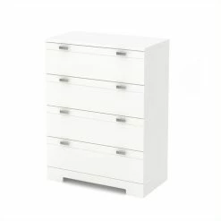 Budget 😍 Pemberly Row Contemporary 4-Drawer Chest In Pure White 🧨