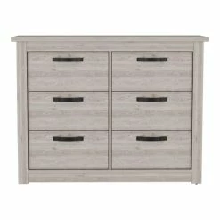 Discount 🛒 Tuhome Furniture TUHOME Becca 6 Drawer Double 👗 Dresser - Light Grey Engineered Wood 😀