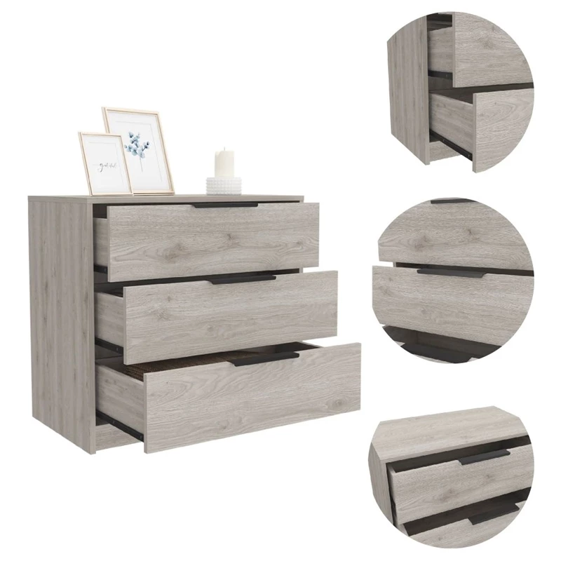 Hot Sale 😍 Tuhome Furniture TUHOME Kaia 3 Drawers 👗 Dresser - Gray Engineered Wood - For Bedroom ❤️ - Image 4