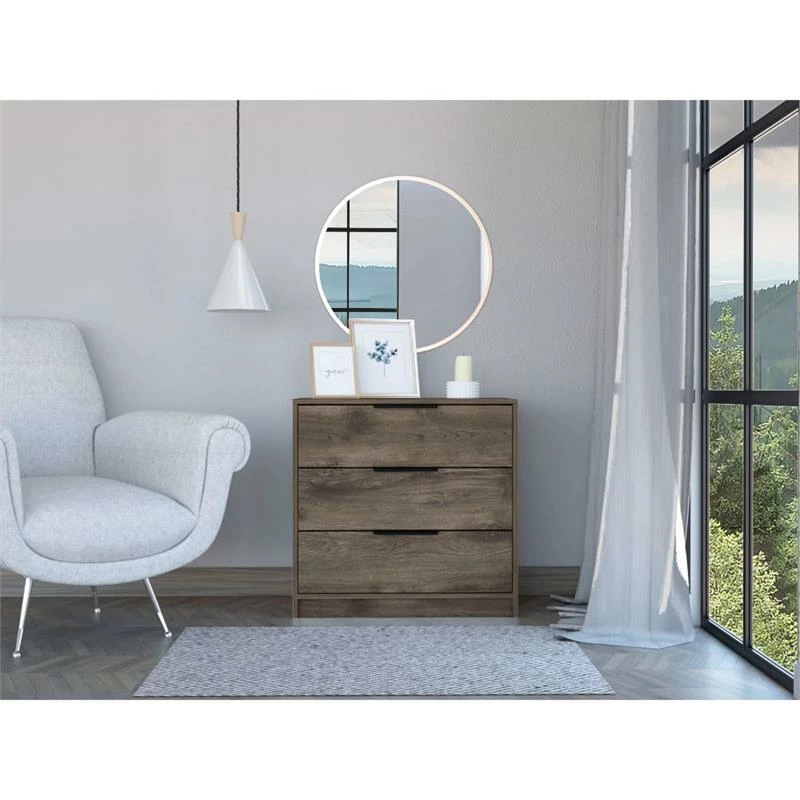 Coupon 😍 Tuhome Furniture TUHOME Kaia 3 Drawers 👗 Dresser - Dark Brown Engineered Wood -For Bedroom 🌟 - Image 2