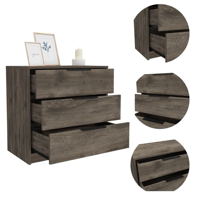 Coupon 😍 Tuhome Furniture TUHOME Kaia 3 Drawers 👗 Dresser - Dark Brown Engineered Wood -For Bedroom 🌟 - Image 4