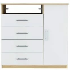 Brand new 😀 Tuhome Furniture TUHOME Peru 4 Drawer 👗 Dresser - Light Oak/White Engineered Wood 🎉