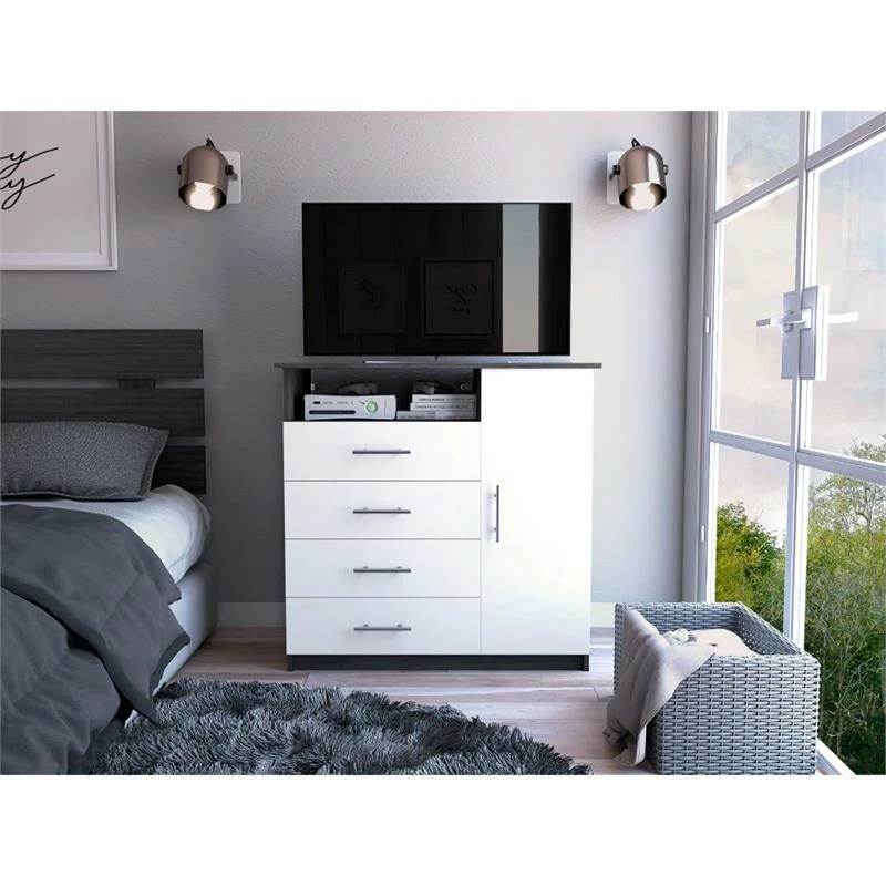 Coupon ๐งจ Tuhome Furniture TUHOME Peru 4 Drawer ๐ Dresser - White / Ash Engineered Wood - For Bedroom โ๏ธ - Image 2
