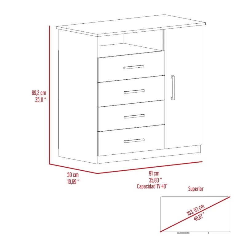 Coupon ๐งจ Tuhome Furniture TUHOME Peru 4 Drawer ๐ Dresser - White / Ash Engineered Wood - For Bedroom โ๏ธ - Image 7