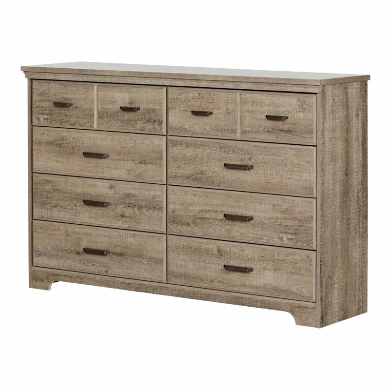 Budget 👏 Pemberly Row Farmhouse 8 Drawer 👗 Dresser In Weathered Oak 😀