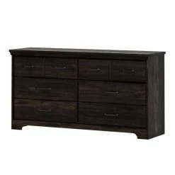 Wholesale 👍 Pemberly Row Traditonal 6-Drawer Double 👗 Dresser In Rubbed Black ⭐