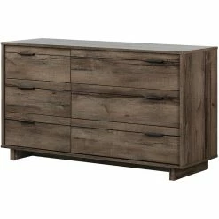 Buy โค๏ธ Pemberly Row Mid-Century 6 Drawer Double ๐ Dresser In Fall Oak ๐งจ