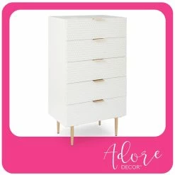 Budget โญ Atlin Designs Modern 5 Drawer Tallboy ๐ Dresser White ๐