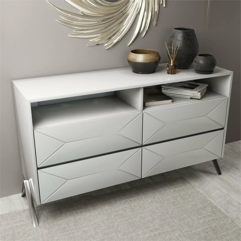 Flash Sale ๐ Limari Home Candid Modern MDF Wood And Stainless Steel Bedroom ๐ Dresser In White ๐ - Image 2