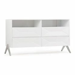 Flash Sale 👏 Limari Home Candid Modern MDF Wood And Stainless Steel Bedroom 👗 Dresser In White 😍