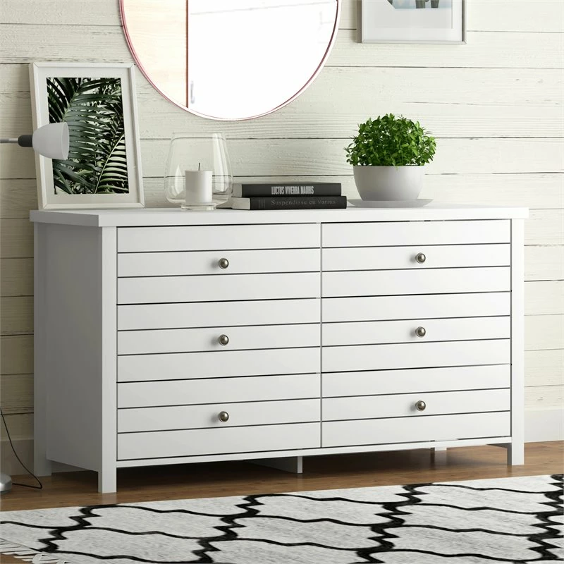 Outlet 🔥 Hillsdale Harmony 6-Drawer Coastal Wood Bedroom/Livingroom 👗 Dresser In White 😉 - Image 2
