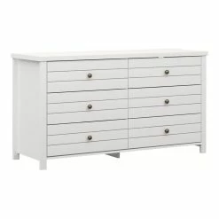 Outlet 🔥 Hillsdale Harmony 6-Drawer Coastal Wood Bedroom/Livingroom 👗 Dresser In White 😉
