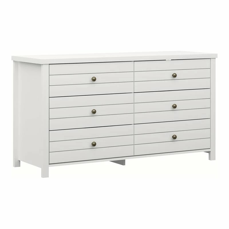 Outlet 🔥 Hillsdale Harmony 6-Drawer Coastal Wood Bedroom/Livingroom 👗 Dresser In White 😉