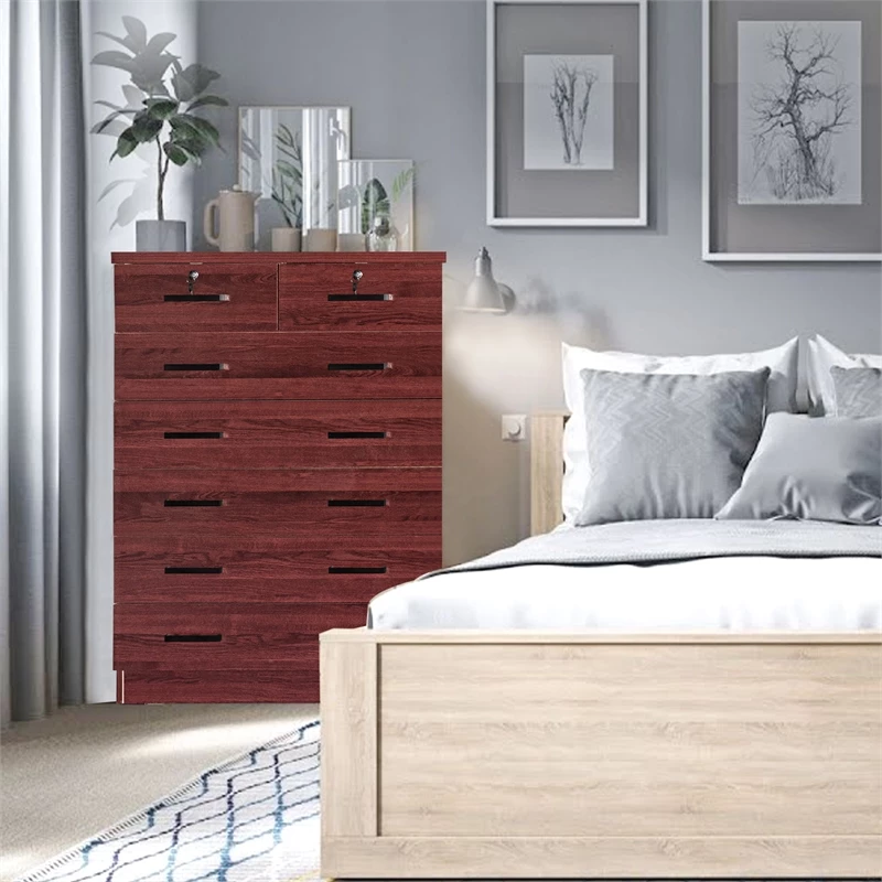 Cheapest โค๏ธ Better Home Products Cindy 7 Drawer Chest Wooden ๐ Dresser With Lock In Mahogany ๐ - Image 3