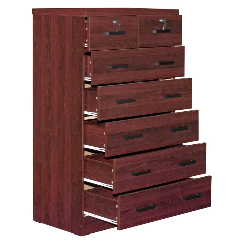 Cheapest โค๏ธ Better Home Products Cindy 7 Drawer Chest Wooden ๐ Dresser With Lock In Mahogany ๐ - Image 6