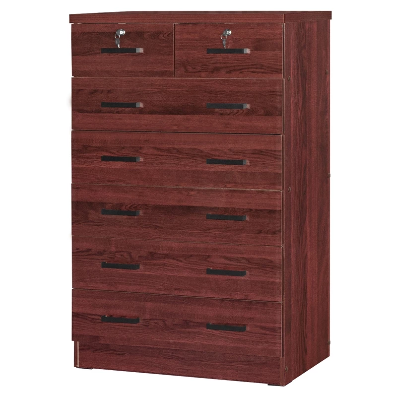 Cheapest โค๏ธ Better Home Products Cindy 7 Drawer Chest Wooden ๐ Dresser With Lock In Mahogany ๐ - Image 7
