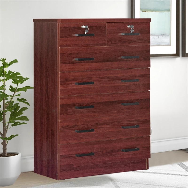 Cheapest โค๏ธ Better Home Products Cindy 7 Drawer Chest Wooden ๐ Dresser With Lock In Mahogany ๐ - Image 10