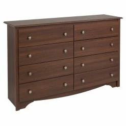 Best deal 😀 Prepac Monterey 8-Drawer Transitional Composite Wood 👗 Dresser In Cherry Brown ⭐