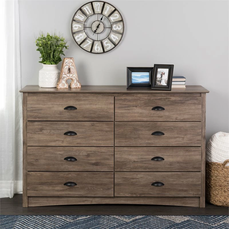 Discount 👏 Prepac Salt Spring 8-Drawer Transitional Composite Wood 👗 Dresser In Drifted Gray 👏 - Image 2