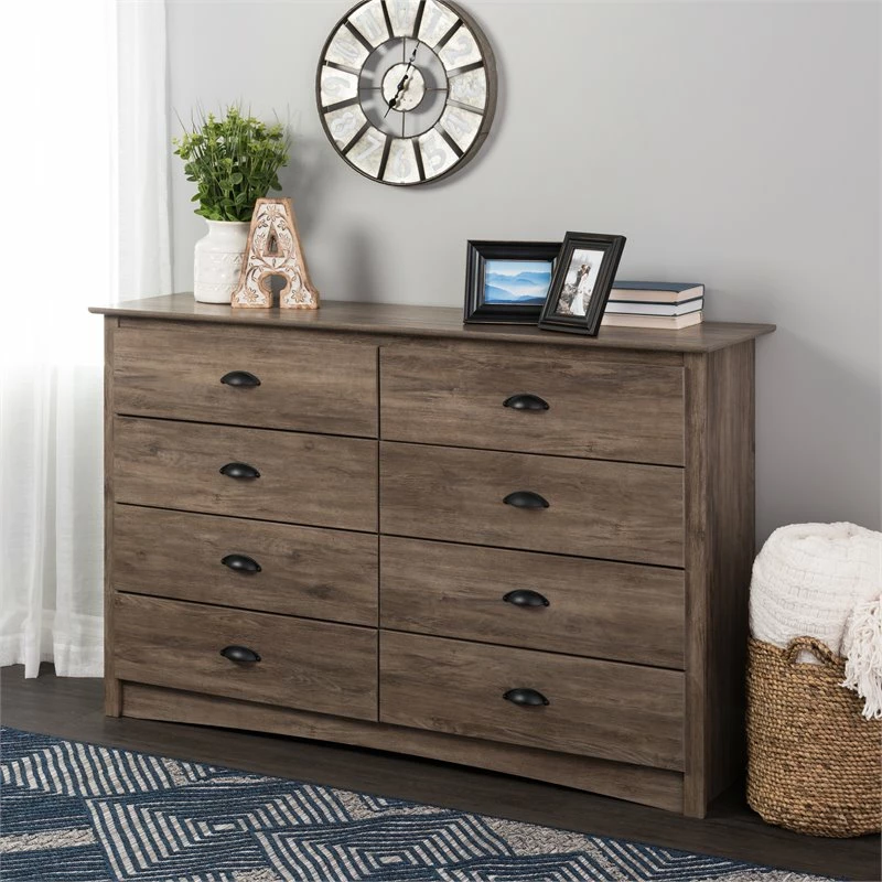 Discount 👏 Prepac Salt Spring 8-Drawer Transitional Composite Wood 👗 Dresser In Drifted Gray 👏 - Image 11