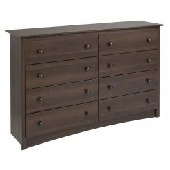 Budget 🥰 Prepac Fremont 8-Drawer Transitional Composite Wood 👗 Dresser In Espresso 😀