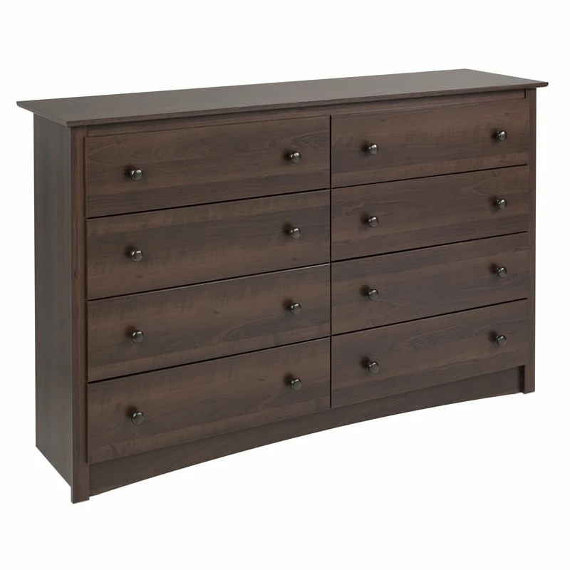 Budget 🥰 Prepac Fremont 8-Drawer Transitional Composite Wood 👗 Dresser In Espresso 😀
