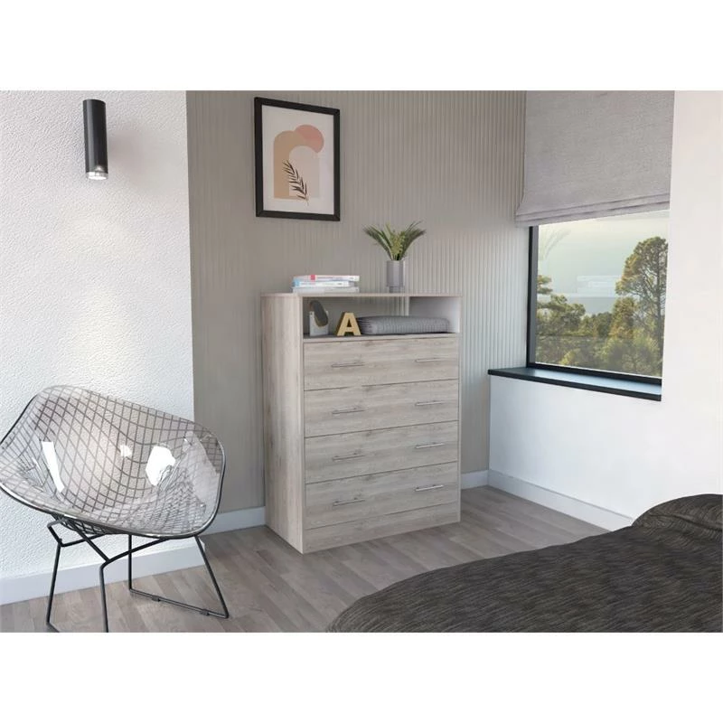 Hot Sale ๐ฅฐ Trent Home Engineered Wood Four Drawer ๐ Dresser In Light Grey And White ๐ฅฐ - Image 3