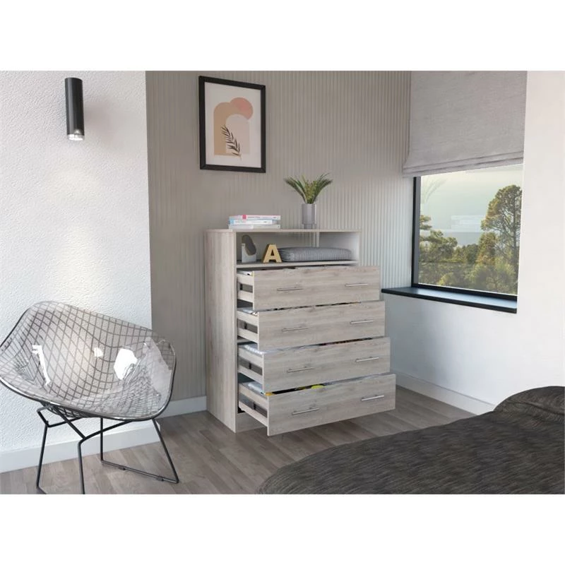 Hot Sale ๐ฅฐ Trent Home Engineered Wood Four Drawer ๐ Dresser In Light Grey And White ๐ฅฐ - Image 2