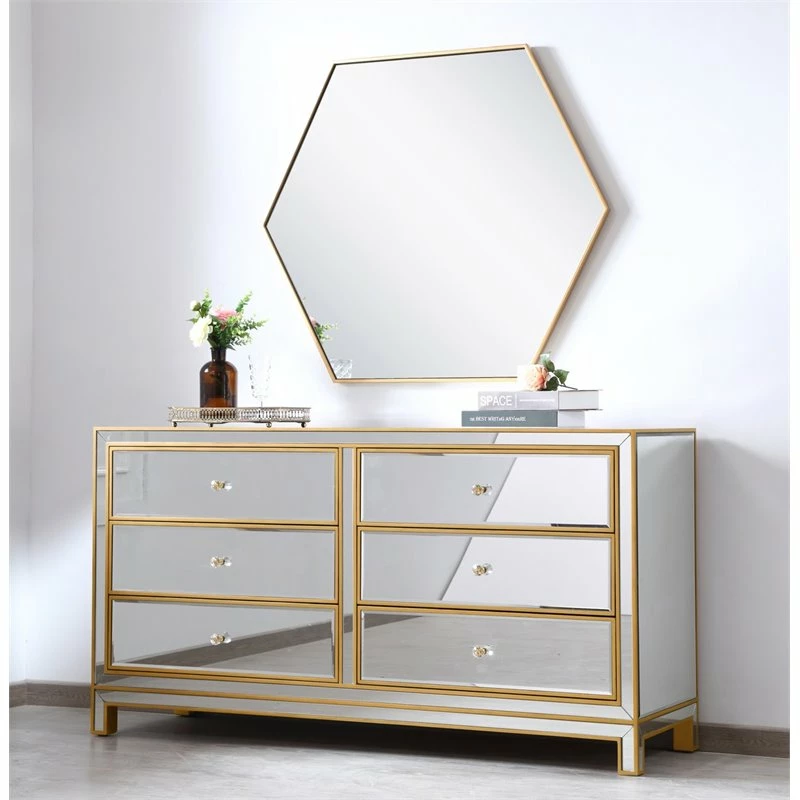 Wholesale ✨ Elegant Decor Reflexion 6-Drawer Solid Wood And MDF 👗 Dresser In Gold Finish 💯 - Image 2
