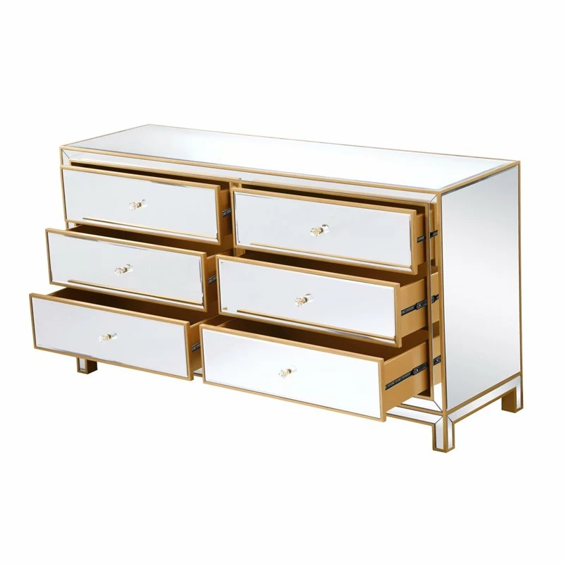Wholesale ✨ Elegant Decor Reflexion 6-Drawer Solid Wood And MDF 👗 Dresser In Gold Finish 💯 - Image 4