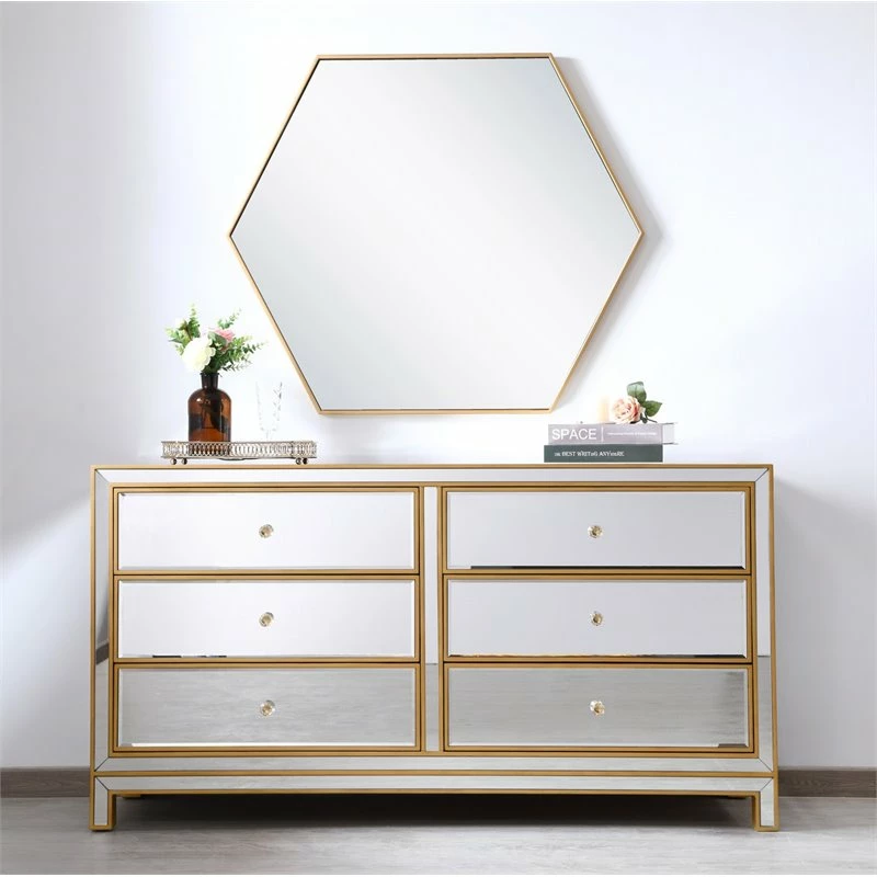 Wholesale ✨ Elegant Decor Reflexion 6-Drawer Solid Wood And MDF 👗 Dresser In Gold Finish 💯 - Image 7