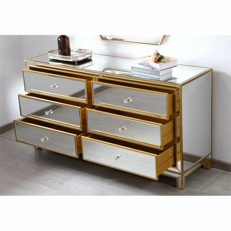 Wholesale ✨ Elegant Decor Reflexion 6-Drawer Solid Wood And MDF 👗 Dresser In Gold Finish 💯 - Image 8
