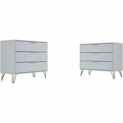 Best deal ⭐ Eden Home Mid-Century Modern Wood 2 PC 3 Drawer 👗 Dresser Set In White 🎁