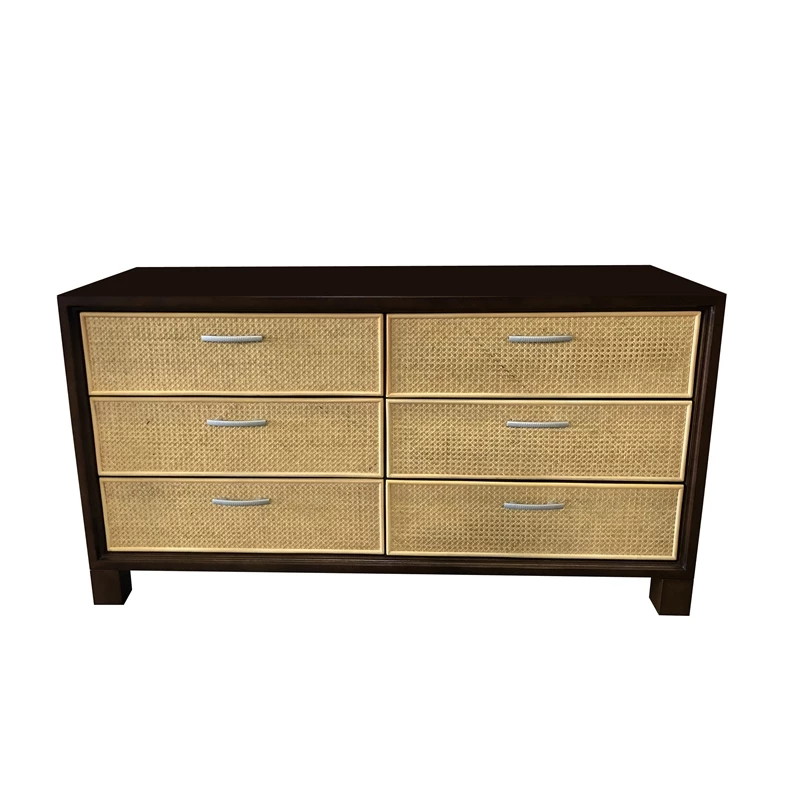 Buy โจ D-Art Collection Elegant Cane ๐ Dresser 6 Drawer In Mahogany Wood ๐ - Image 2