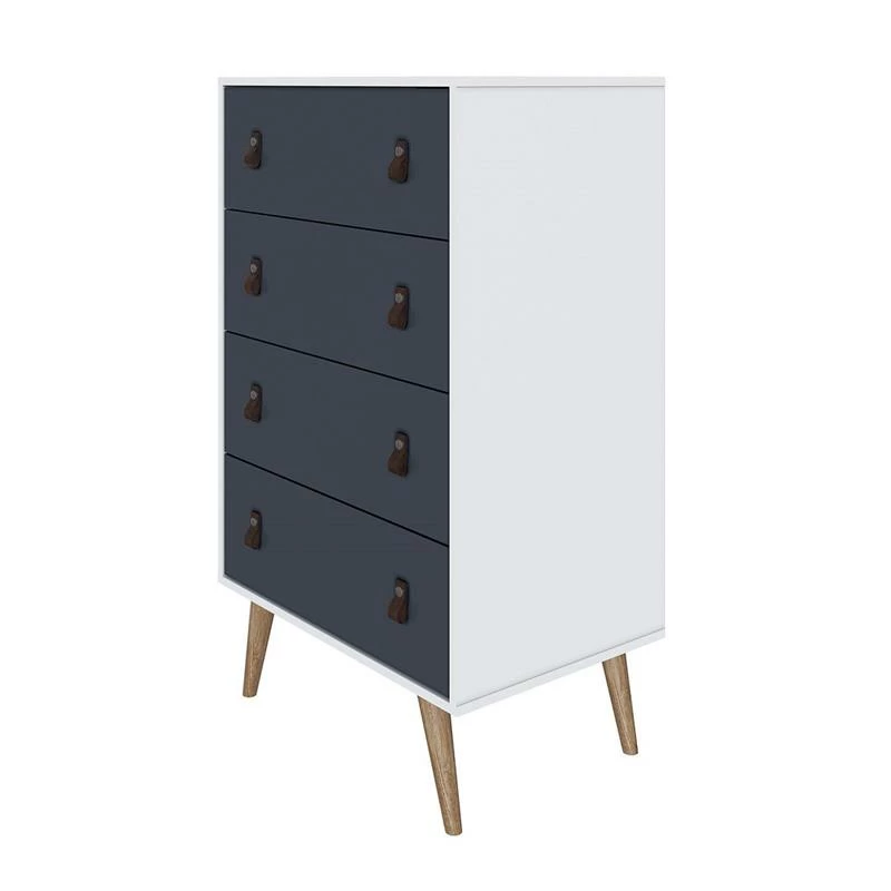 Outlet ❤️ Manhattan Comfort Amber Tall 👗 Dresser With Faux Leather Handles In White And Blue 🌟 - Image 10