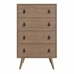 Best deal 😀 Manhattan Comfort Amber Tall 👗 Dresser With Faux Leather Handles In Nature 🥰