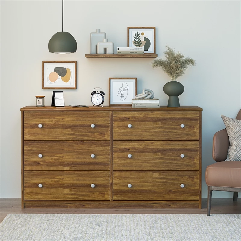 Budget ✨ Ameriwood Home Ellwyn 6 Drawer Wide 👗 Dresser In Brown Oak ⌛ - Image 2
