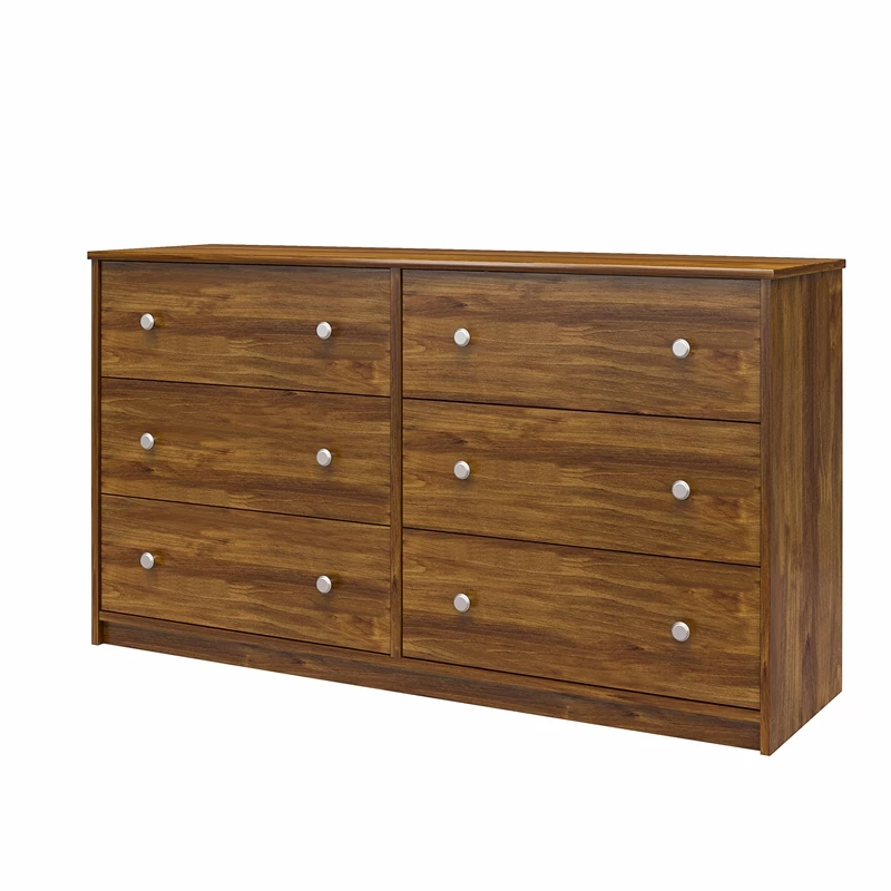 Budget ✨ Ameriwood Home Ellwyn 6 Drawer Wide 👗 Dresser In Brown Oak ⌛