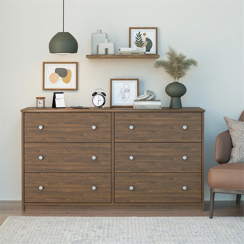 Brand new โ๏ธ Ameriwood Home Ellwyn 6 Drawer Wide ๐ Dresser In Walnut ๐ - Image 2