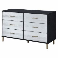 Buy 🛒 ACME Furniture ACME Myles 6-Drawer Wooden 👗 Dresser In Black And Silver And Gold ⌛