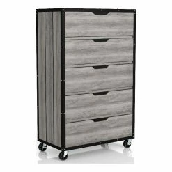 Best Pirce ❤️ Furniture Of America Sheeren Wood 5-Drawer 👗 Dresser In Vintage Gray Oak ⌛