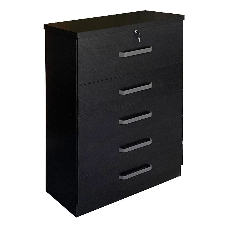 Brand new ๐ฅฐ Better Home Products Xia 5 Drawer Chest Of Drawers In Black Silver ๐งจ