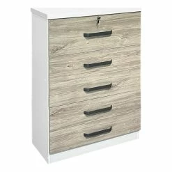 Best Sale β Better Home Products Xia 5 Drawer Chest Of Drawers In White & Gray Oak π