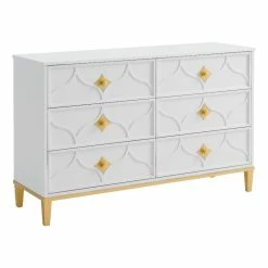 Budget 🌟 Martin Svensson Home Emma 6 Drawer White And Gold 👗 Dresser 💯