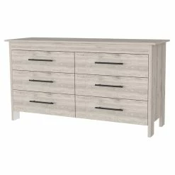 Outlet โ๏ธ FM FURNITURE Luxor 6 Drawer Double ๐ Dresser Light Gray Engineered Wood โญ