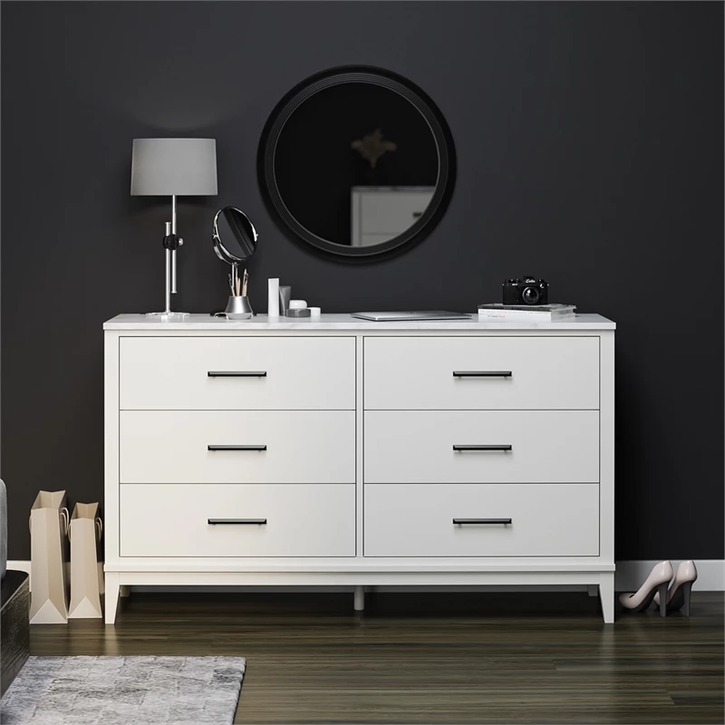 Cheapest ๐ Ameriwood Home Lynnhaven Wide 6 Drawer ๐ Dresser In White W/ White Marble Top ๐ฅฐ - Image 9