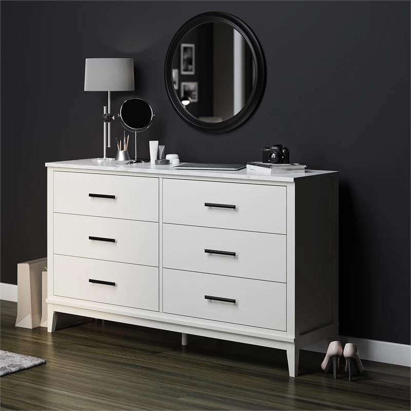 Cheapest ๐ Ameriwood Home Lynnhaven Wide 6 Drawer ๐ Dresser In White W/ White Marble Top ๐ฅฐ - Image 3