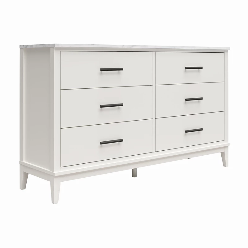Cheapest ๐ Ameriwood Home Lynnhaven Wide 6 Drawer ๐ Dresser In White W/ White Marble Top ๐ฅฐ - Image 4