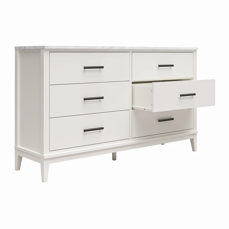 Cheapest ๐ Ameriwood Home Lynnhaven Wide 6 Drawer ๐ Dresser In White W/ White Marble Top ๐ฅฐ - Image 7