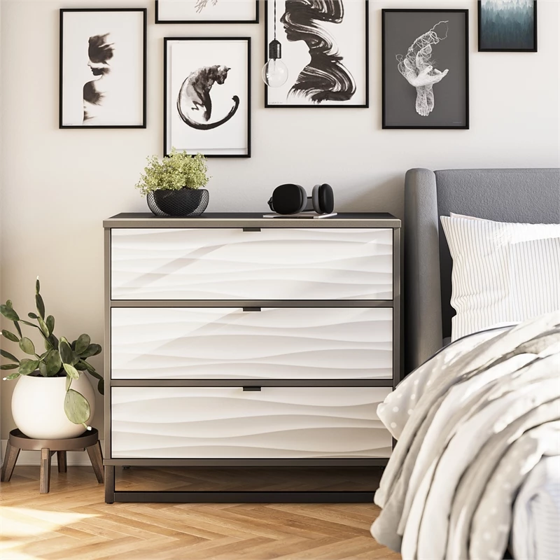 Buy 🌟 Ameriwood Home Monterey 3 Drawer 👗 Dresser In Waves With Graphite 😉 - Image 9